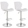 BARHOCKER 2er Set Lederlook weiß - Chromfarben/Weiß, Textil/Metall (47/88/51cm) - CLP
