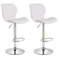 BARHOCKER 2er Set Lederlook weiß - Chromfarben/Weiß, Textil/Metall (47/88/51cm) - CLP