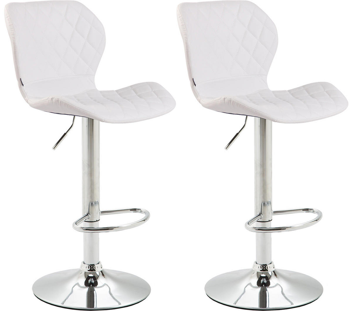 BARHOCKER 2er Set Lederlook weiß - Chromfarben/Weiß, Textil/Metall (47/88/51cm) - CLP