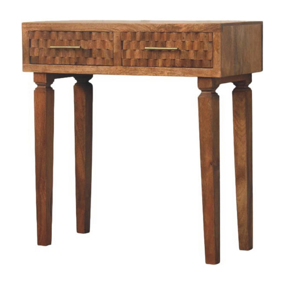 KONSOLENTISCH Golden-Teak-Finish, 2 Schubladen, Hellbraun - Braun, Holz (80/35/82cm) - Artisan Furniture