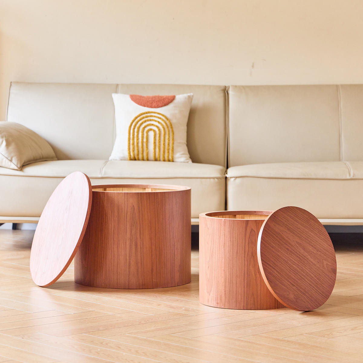 COUCHTISCH (2er set) Rund Braun 50 x 50 x 39 cm - Braun, Holz (50/50/38.5cm) - Nordlys