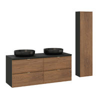 BADMÖBEL 120.2cm Elena 2er-Set Holz und Schwarz - Schwarz, Holzwerkstoff (120.2/52/46cm) - Petits-meubles