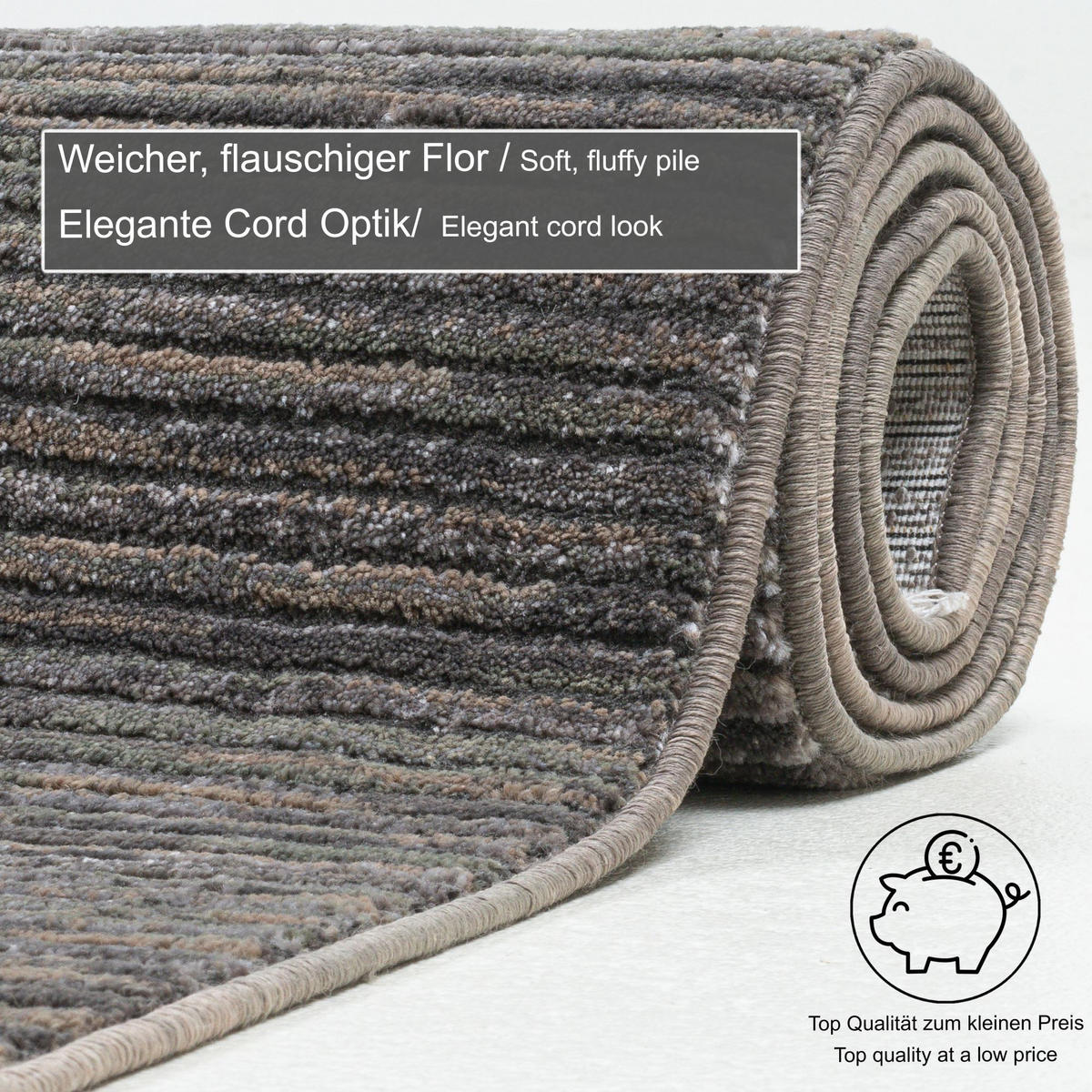 FLACHWEBETEPPICH Corduletta 80x280 cm - Dunkelgrau, Textil (80/280cm) - Gino Falcone