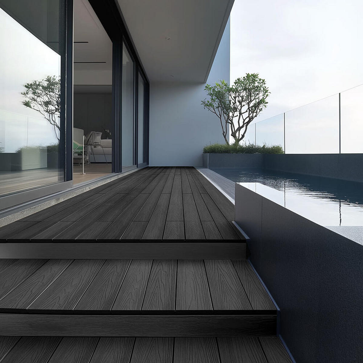 TERRASSENDIELEN SAMANA PREMIUM - Anthrazit, 50m² - Anthrazit, Kunststoff (220/14.6/2.5cm) - Home Deluxe