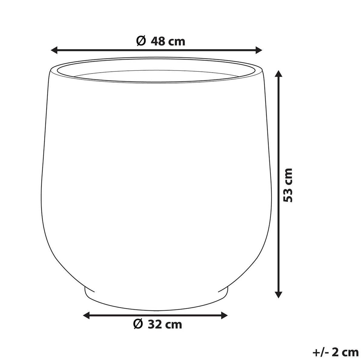 BLUMENTOPF hellgrau rund 48/48/53 cm Dioni - Hellgrau, Naturmaterialien (53cm) - Beliani