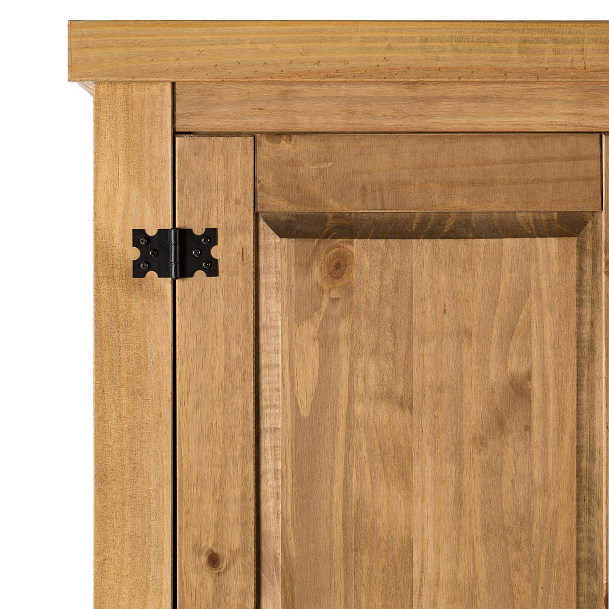 DREHTÜRENSCHRANK - Eckig - Kiefer massiv - Schwarz/Kieferfarben, Holz/Metall (101/195/56cm) - home24