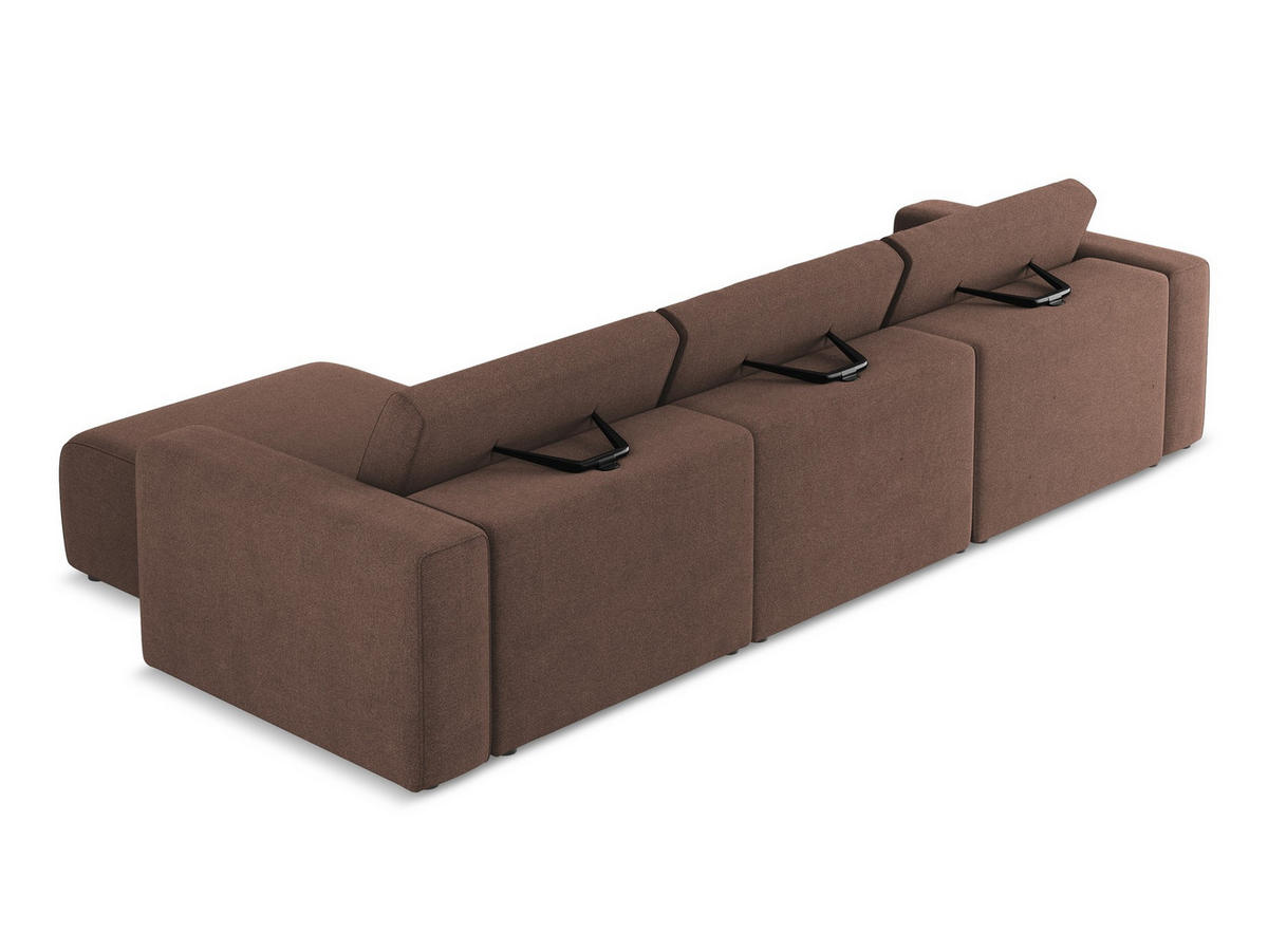 ECKSOFA Links Strukturstoff Stoff Pink - Pink/Hellrosa, Kunststoff/Textil (314/167cm) - Makamii