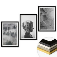WANDBILDER 3er-Set - 40x60 cm Schwarzer Rahmen - Waldnebelporträt Baum Löwenzahn - Schwarz, Kunststoff (40/60cm) - ArtPrintCave