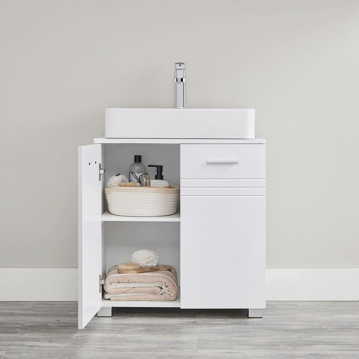 WASCHBECKENUNTERSCHRANK - Grau, Holzwerkstoff (30/63/60cm) - Hansiro