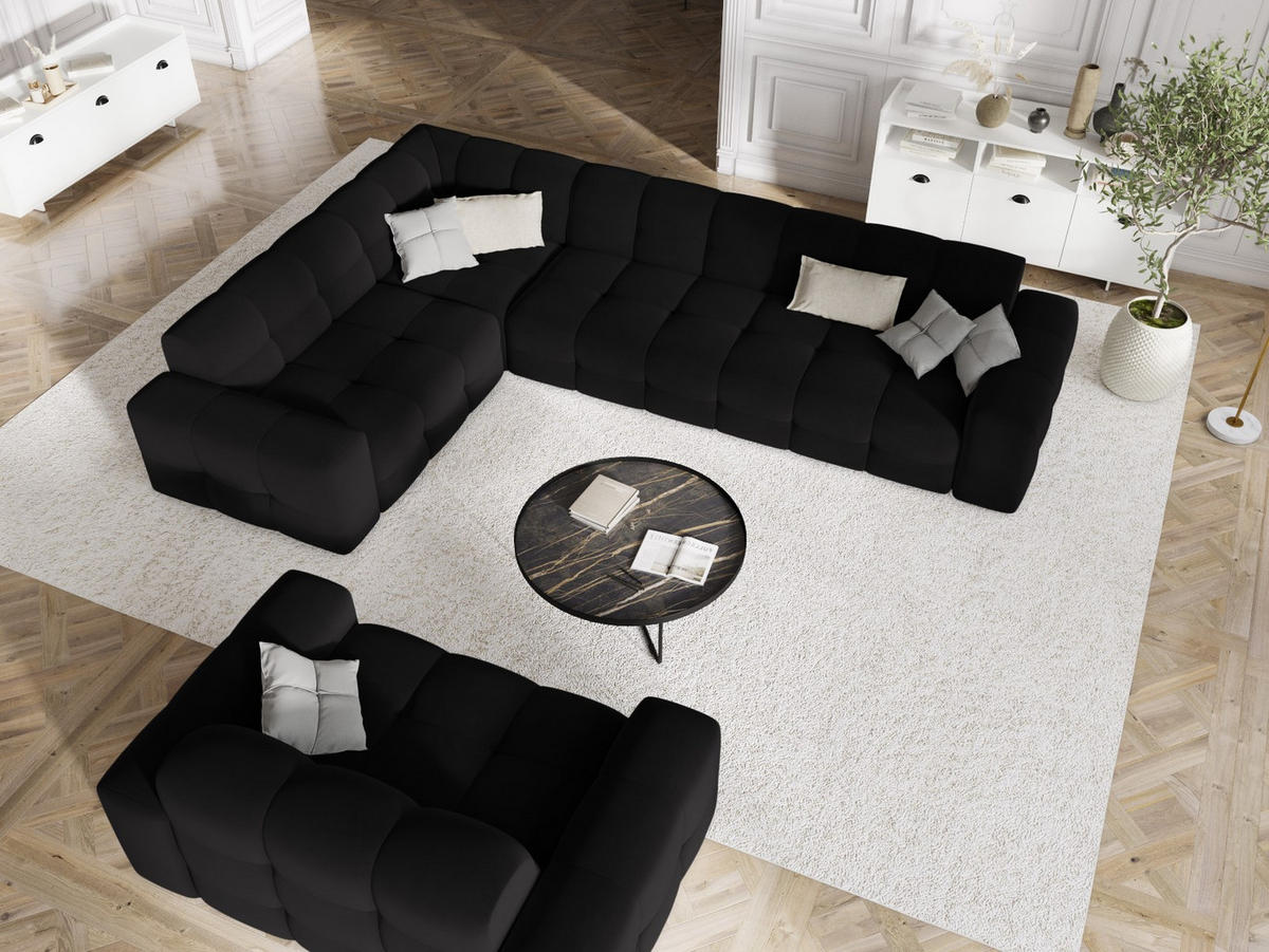 SOFA Kendal aus Samt schwarz 2 Sitzplätze - Schwarz, Textil (156/79/103cm) - Micadoni