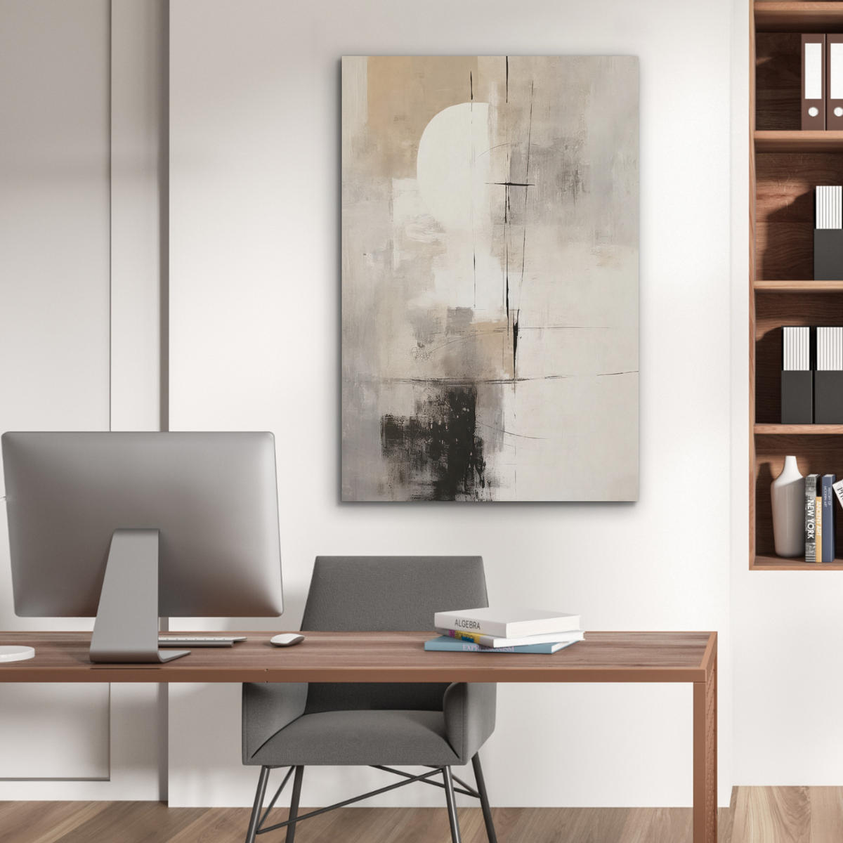 AKUSTIKPANEEL Abstrakt - Kunst - Grau 70x100 cm - Hellgrau, Textil (70/0.9/100cm) - MuchoWow