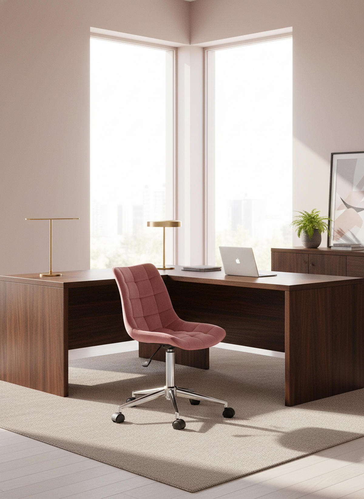 BÜROSTUHL Auronix Samt pink - Chromfarben/Pink, Metall (46/96/62cm) - TPFLiving