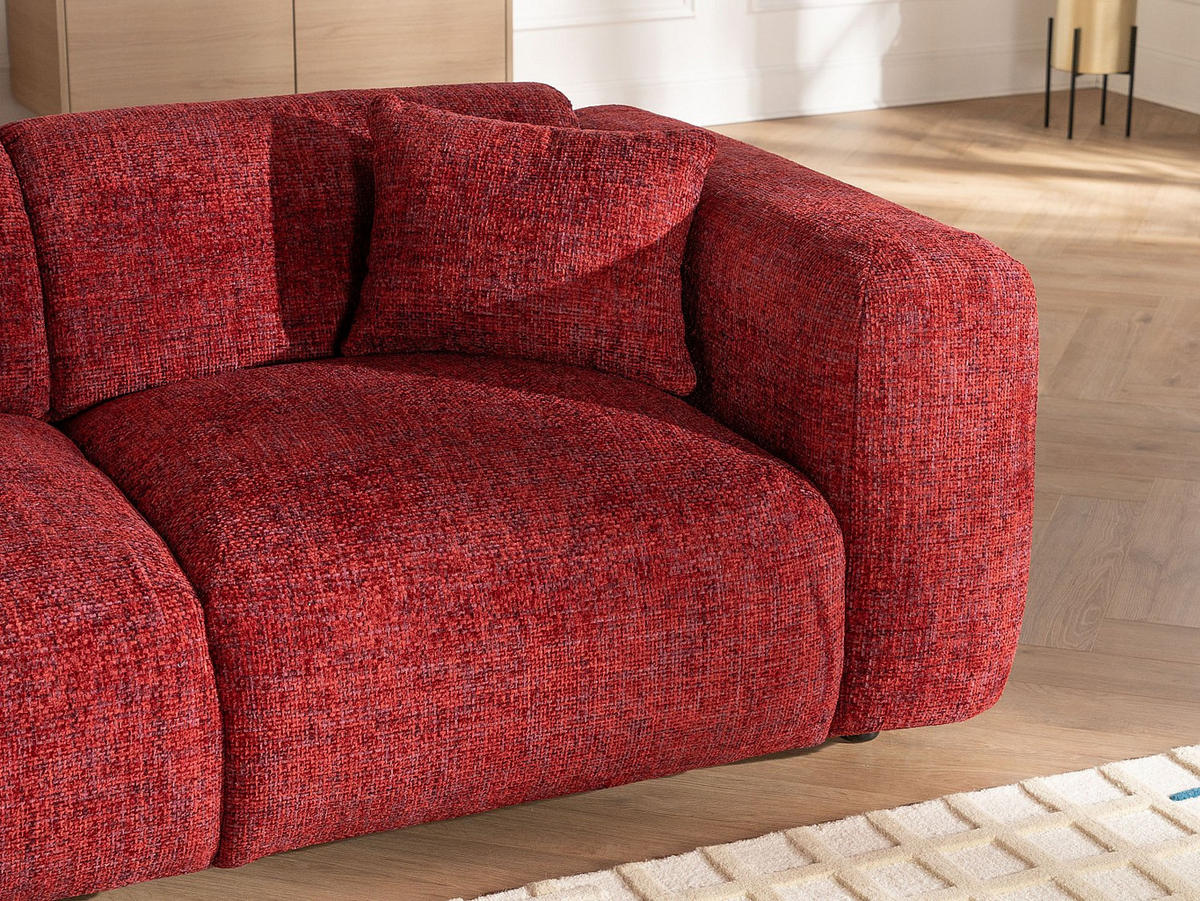 SOFA - 3 Personen - stoff - rot Pogni - Rot, Textil (205/73/97cm) - Vente-Unique