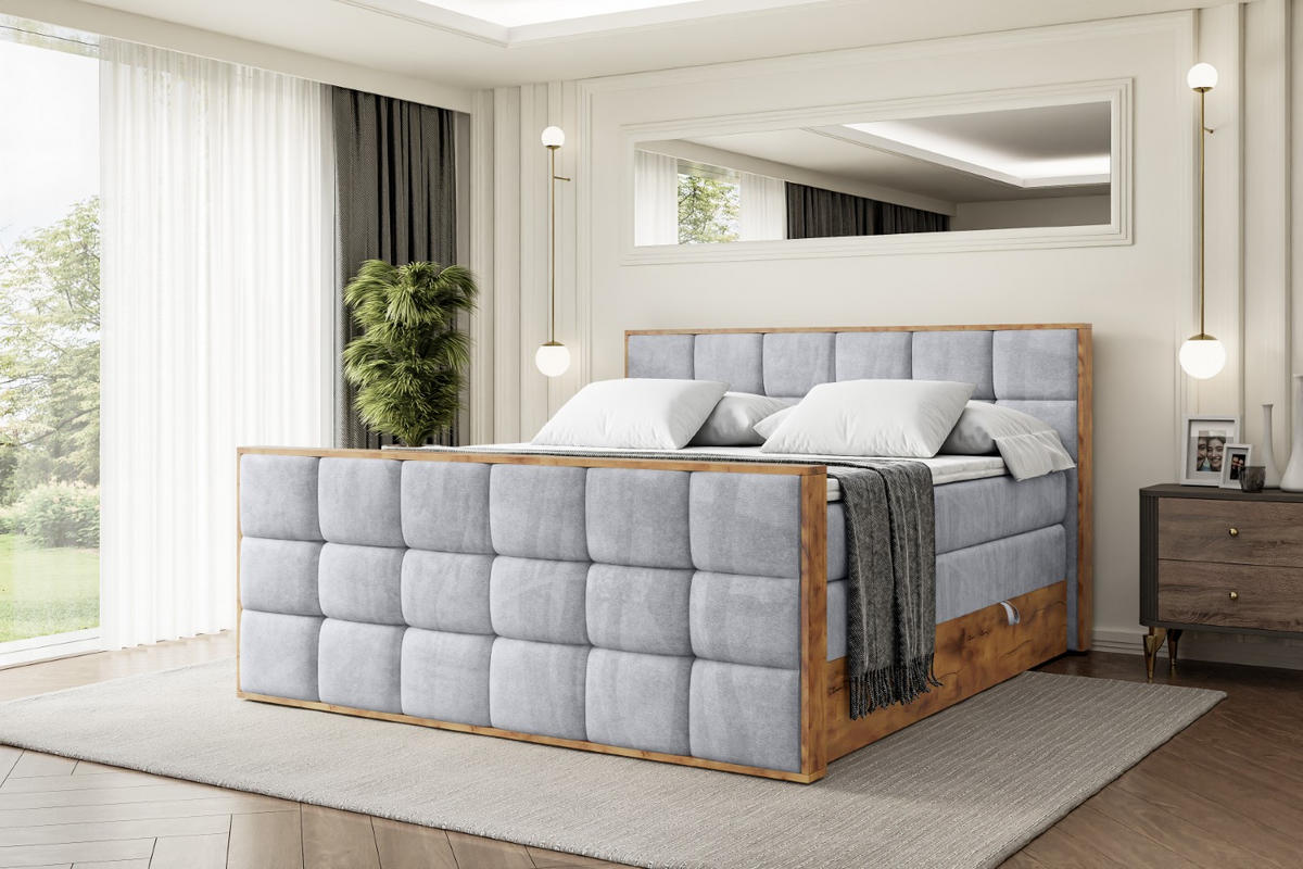 BOXSPRINGBETT mit Matratze H3|H4 und Lattenrost - LOLLI2-Z KING-160x200 - Grau Monolith - Grau, Holzwerkstoff (160/200cm) - ALTDECOR