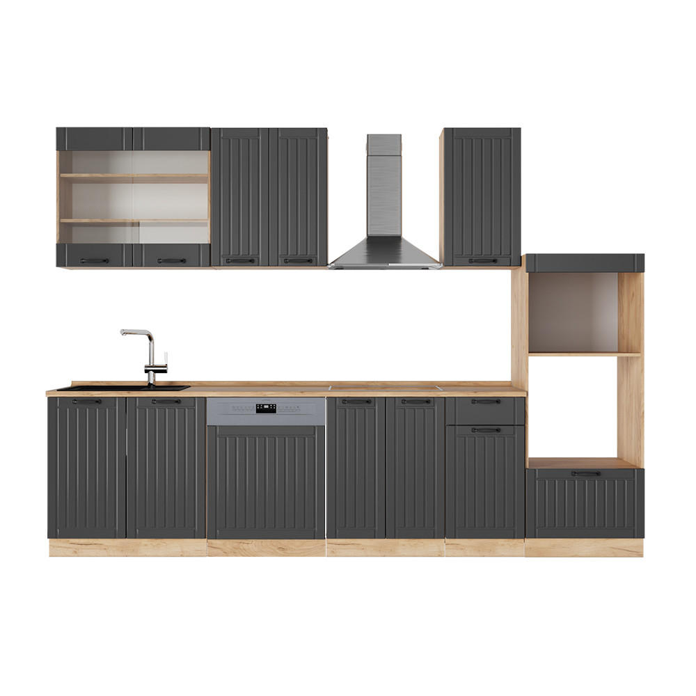 KUCHYŇSKÝ KOUT Fame-Line Tmavě šedá - medově dubová/tmavě šedá, kompozitní dřevo (300/81.6/60cm) - Vicco