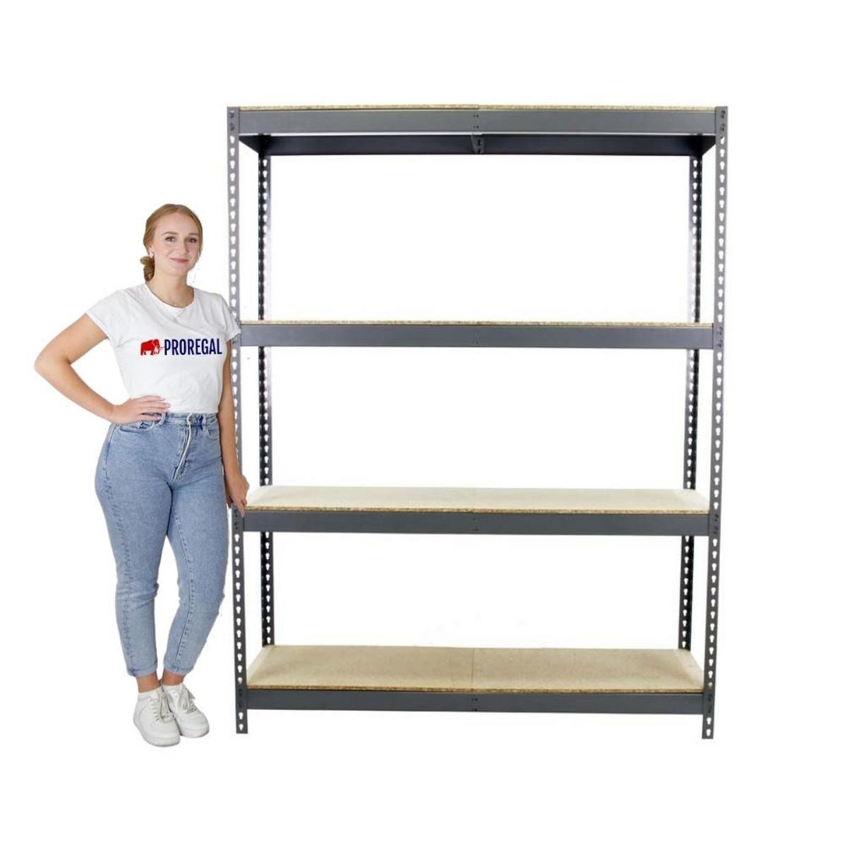 SCHWERLASTREGAL WOOD YETI FOUR | HxBxT 200x120x75cm | Fachlast 400kg | Grau - Grau, Metall (120/200/75cm) - PROREGAL