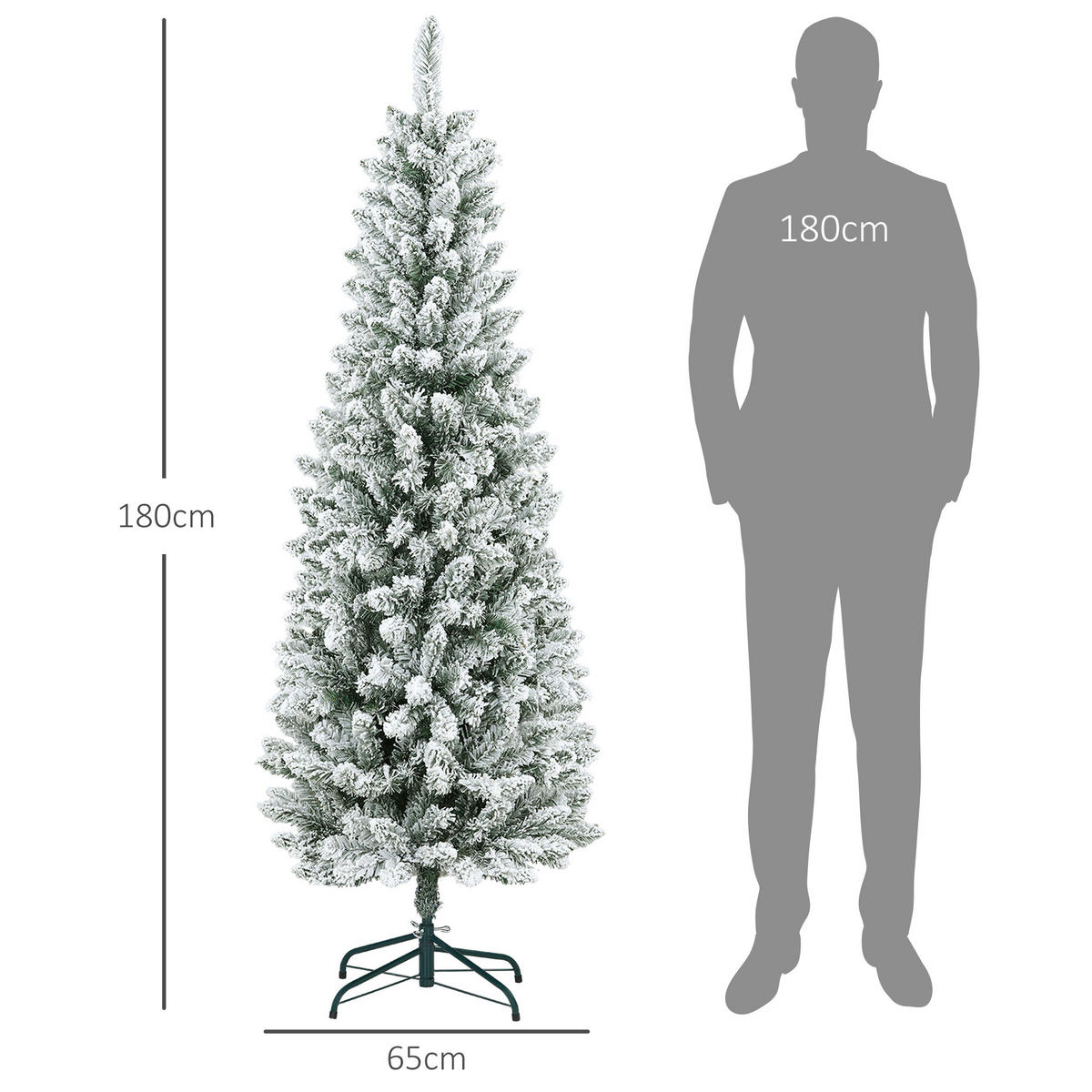 KÜNSTLICHER Weihnachtsbaum, 183 cm Christbaum mit 479 Spitzen für Weihnachten - Grün, Kunststoff/Metall (183cm) - HOMCOM