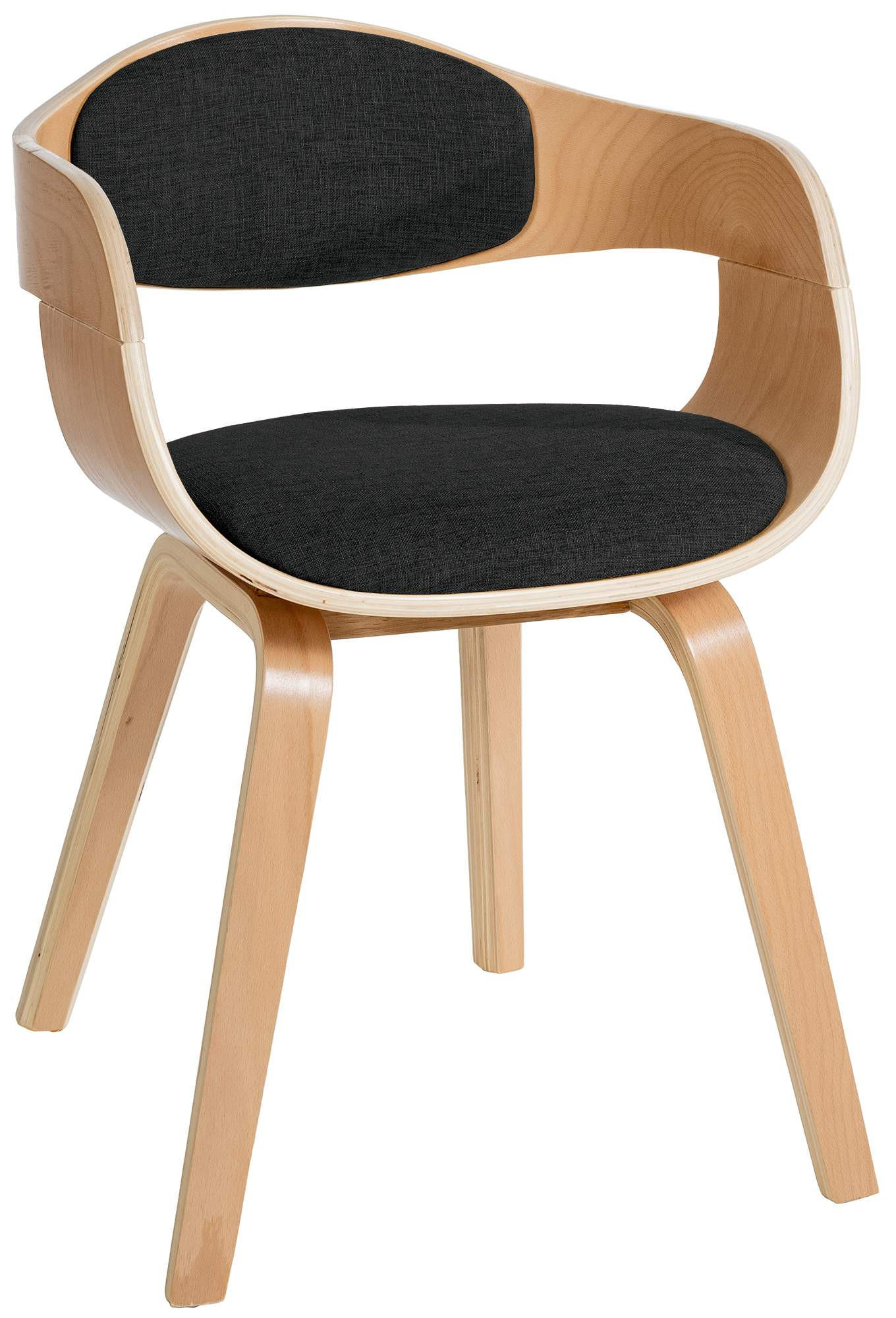 ARMLEHNENSTUHL Stoff Natura/Schwarz - Eukalyptusholzfarben/Schwarz, Holz/Textil (49/73/46cm) - CLP