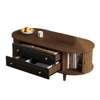 COUCHTISCH Walnuss Schwarz 2 Schubladen Rolltür 100x50x36cm - Walnussfarben, Holzwerkstoff (100/50/36cm) - FLIEKS