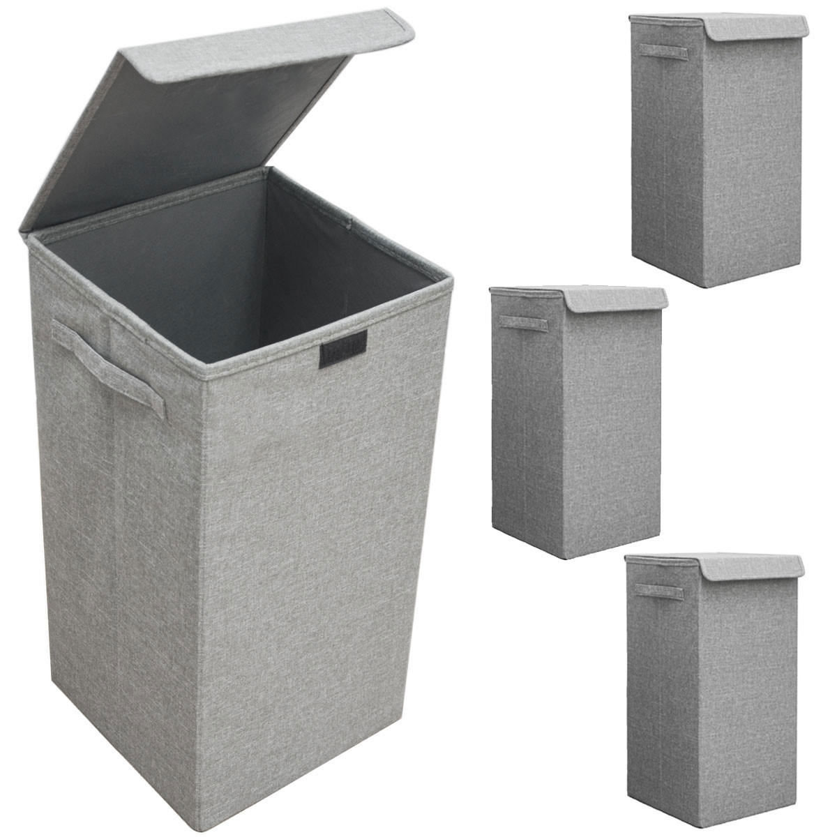 WÄSCHEKORB 3er Set 30/30/60 cm Hellgrau - Grau, Kunststoff (30/60/30cm) - Dunedesign