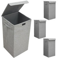 WÄSCHEKORB 3er Set 30/30/60 cm Hellgrau - Grau, Kunststoff (30/60/30cm) - Dunedesign
