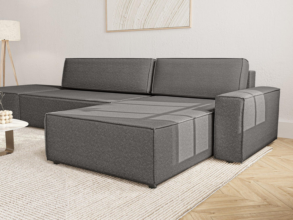 ECKSOFA Lummo La mit Schlaffunktion, Graphit - Graphitfarben, Textil (363/185cm) - Fedve