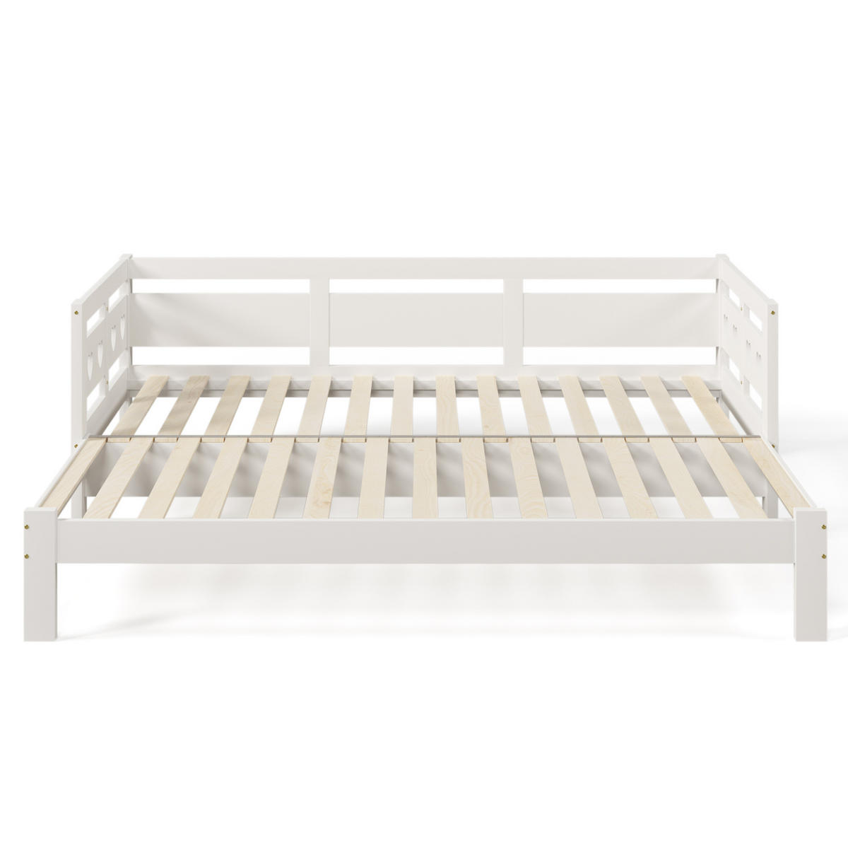 AUSZIEHBETT 90/190 cm mit Herz-Design, Massivholz Kiefer, Weiß - Weiß, Holzwerkstoff (90/190cm) - Redom