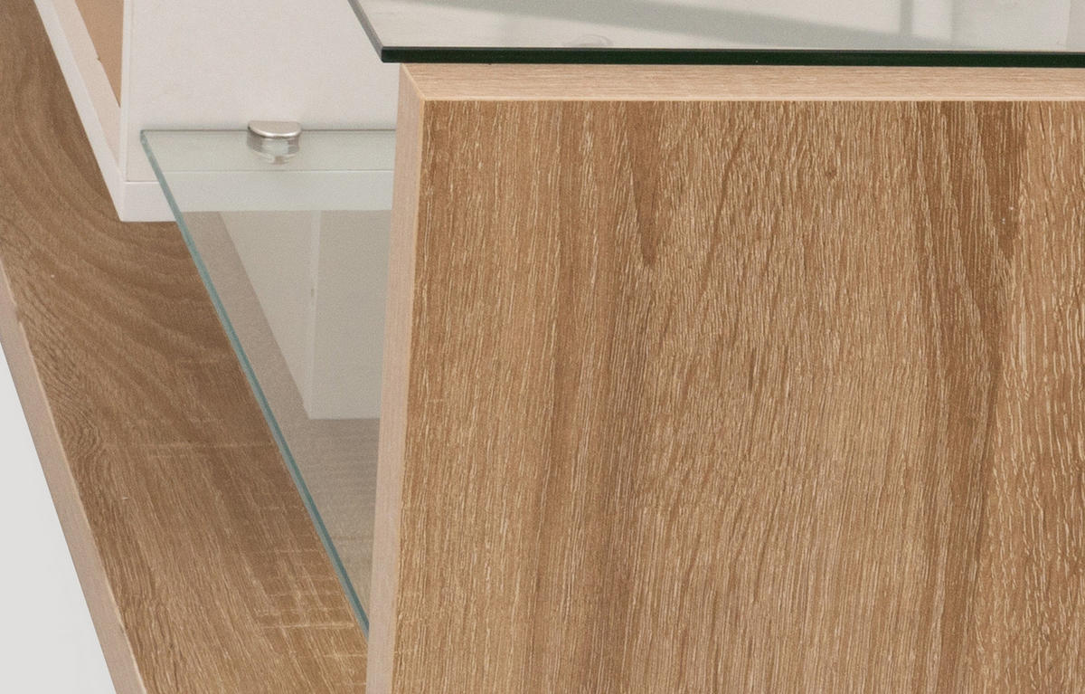 LOWBOARD 170/36/38 cm in Weiß und Holzfarben aus Spanplatte mit LED-Beleuchtung - Weiß, Holzwerkstoff (36/38/170cm) - OKMYHOME