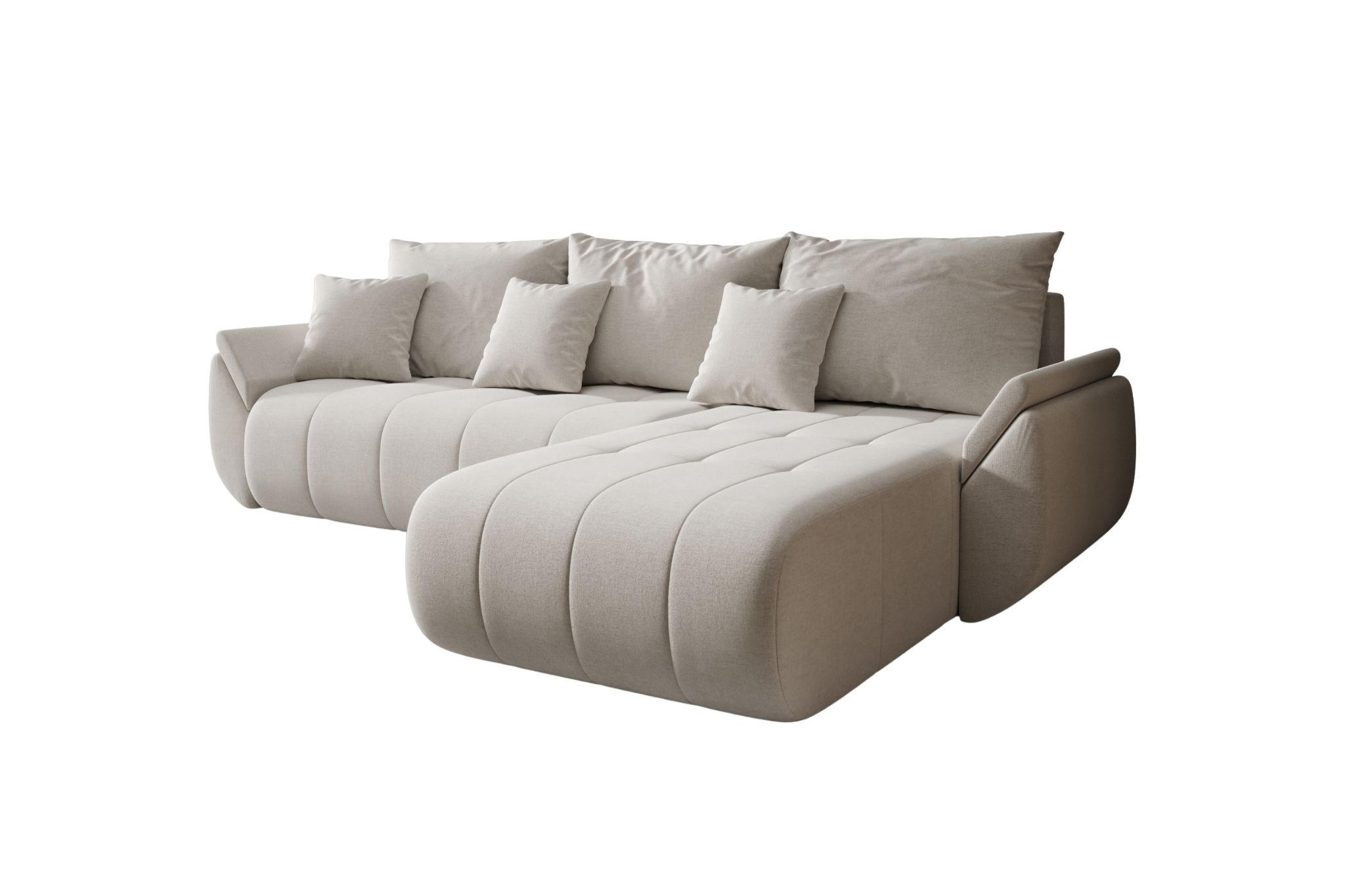 ECKSOFA Mit Schlaffunktion Und Bettkasten TOKYO, Stoff WIND, Beige, Rechts - Beige, Holz (280/190cm) - Kaiser Möbel