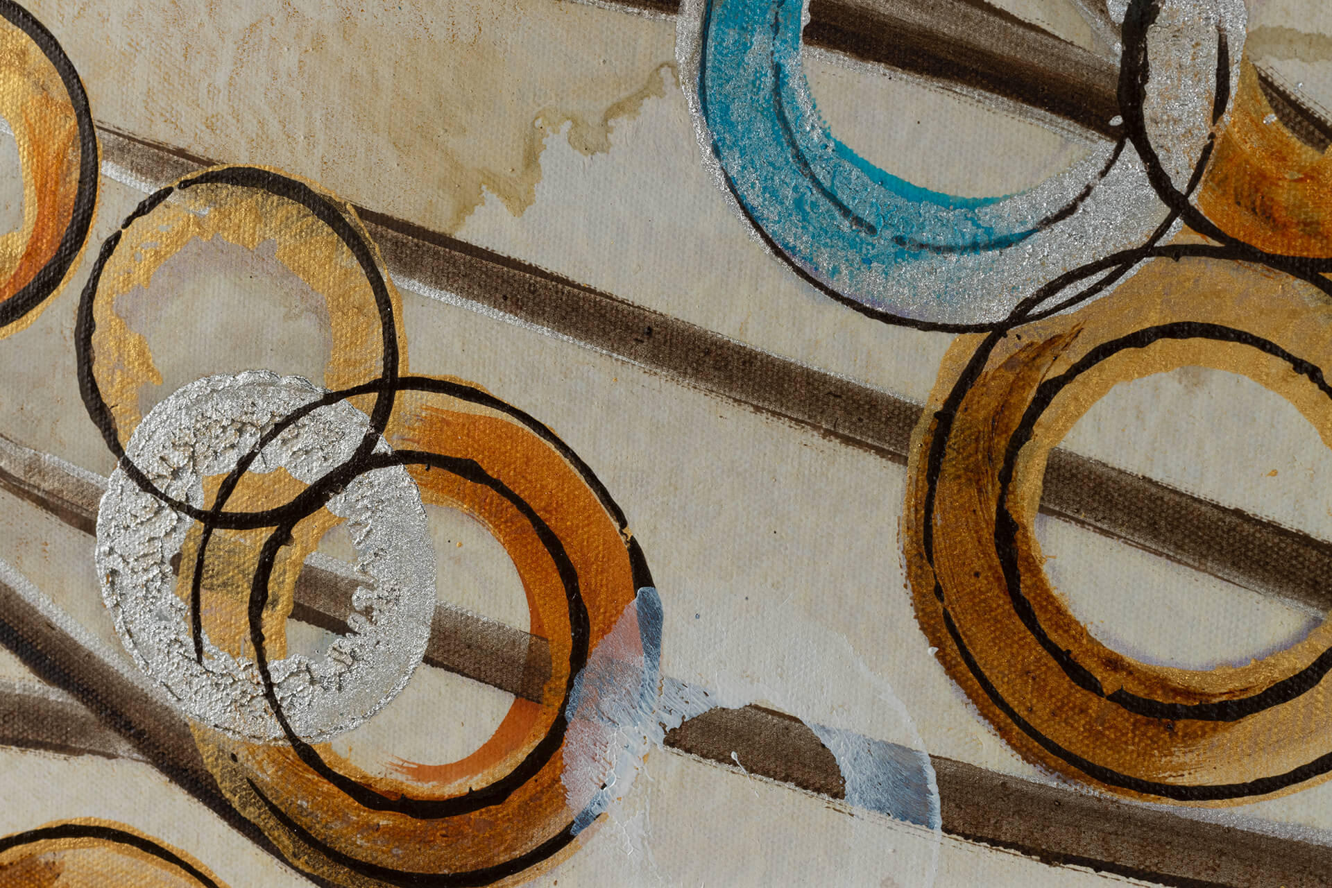 ÖLGEMÄLDE 140/70 cm - Beige/Kupferfarben, Holz/Textil (2.2/70cm) - KUNSTLOFT