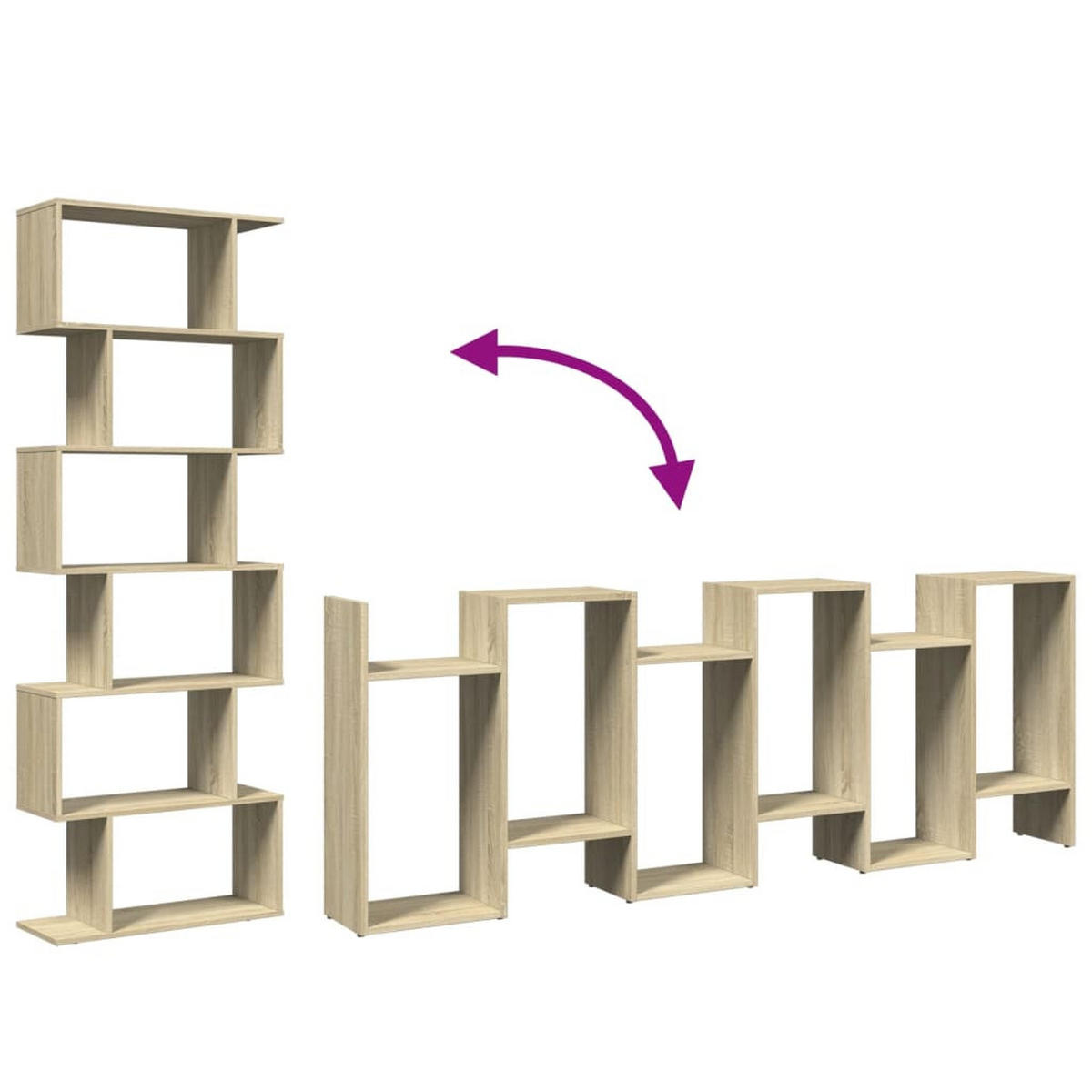 BÜCHERREGAL mit 6 Ebenen 70/24/193 cm aus Holzwerkstoff Sonoma-Eiche Dekor - Sonoma Eiche, Holz (70/193/24cm) - vidaXL