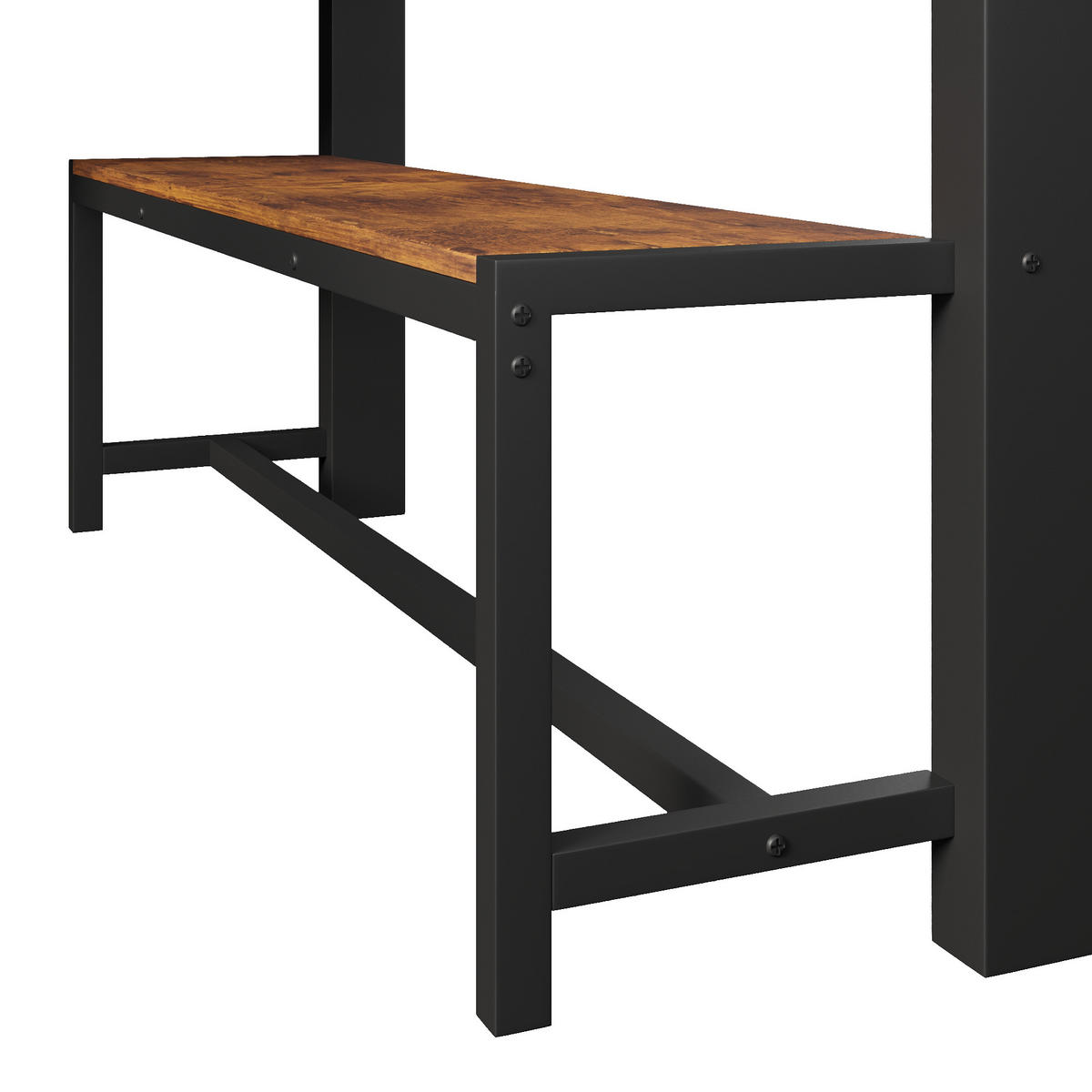 HOCHBETT 140/200 cm DE-33136 mit LED und Stauraumtreppe Schwarz - Schwarz, Metall (140/200cm) - ComfortXL