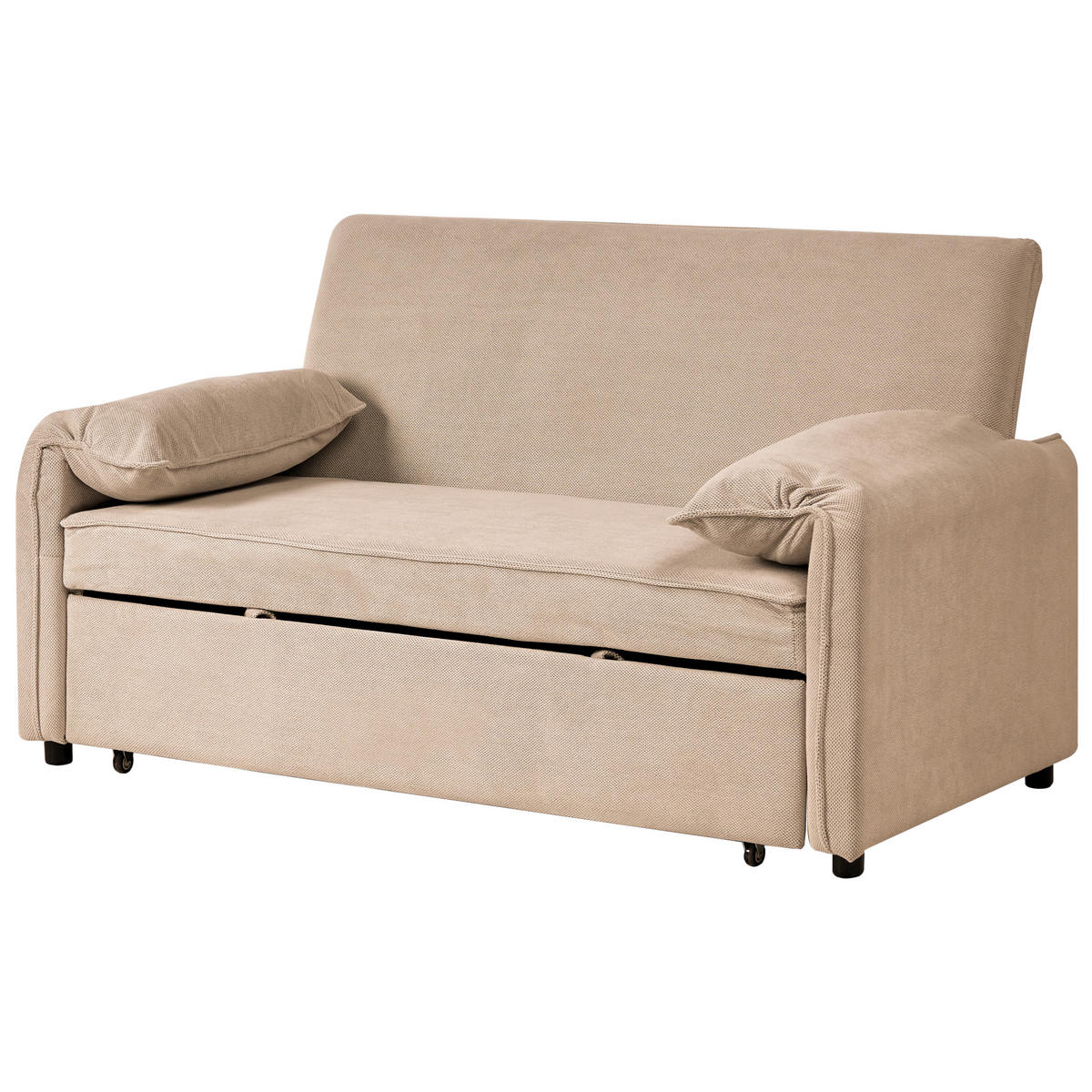 SCHLAFSOFA Stoff Hellbraun Horma - Hellbraun/Braun, Textil (160/92/84cm) - Beliani