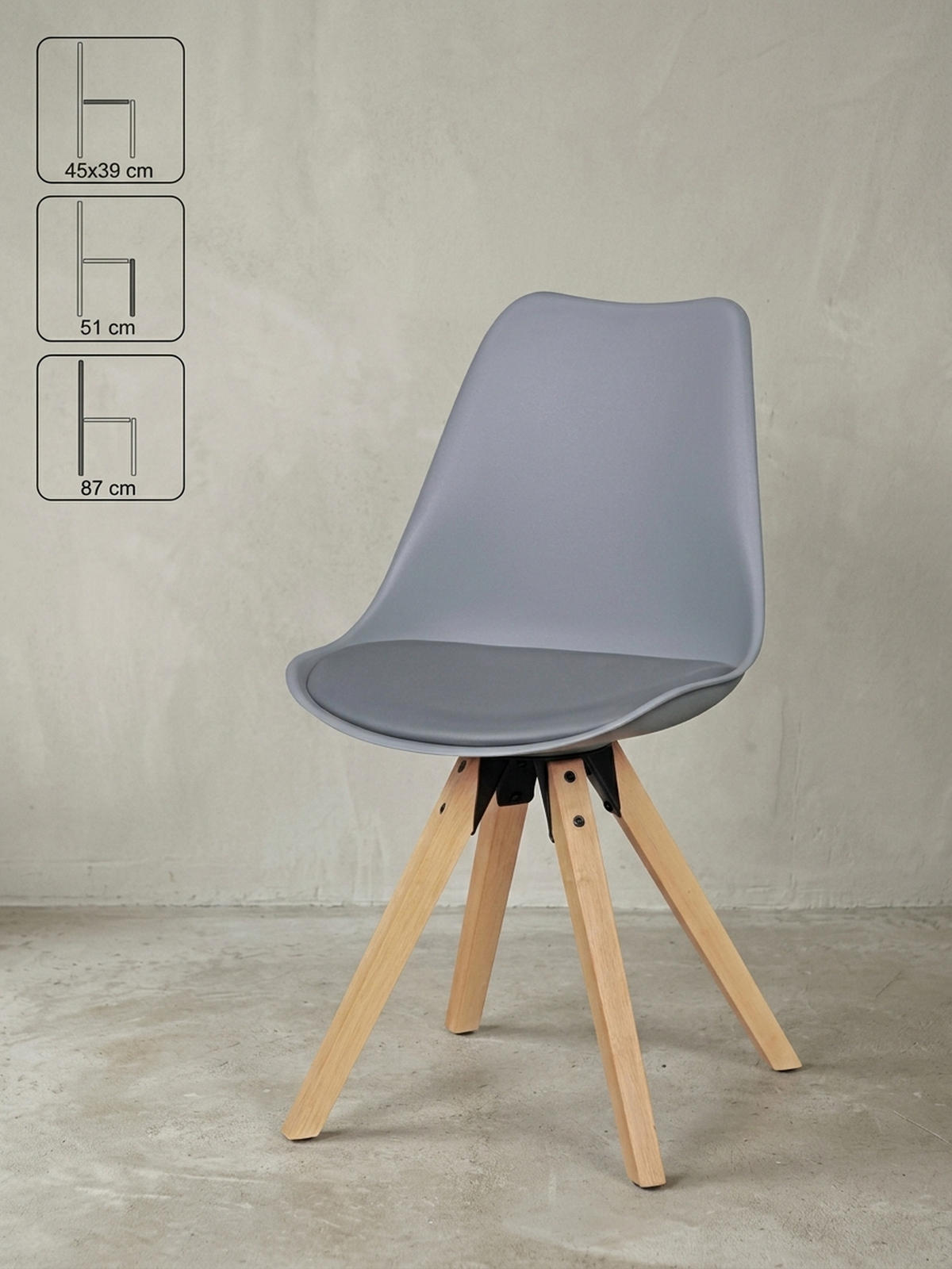 ESSZIMMERSTUHL 2er Set Kunstlederbezug mit Holzgestell Skandinavisch gepolstert, Grau 49x52x87 cm - Beige/Grau, Holz/Kunststoff (49/87/52cm) - KADIMA DESIGN