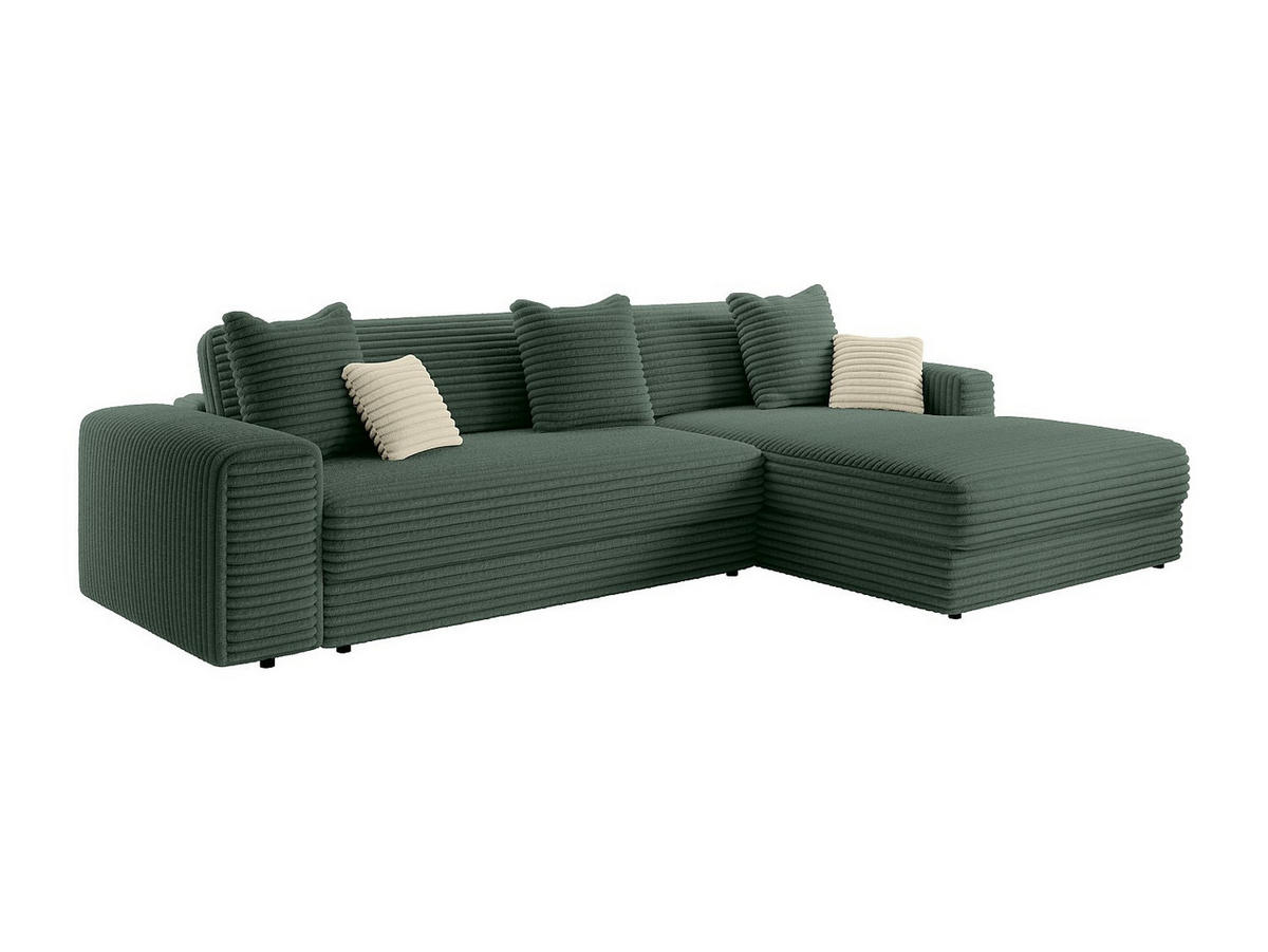ECKSOFA – Ecke rechts – grob gerippter Cord – Tannengrün – CALAZO - Grün, Textil (307/187cm) - Vente-Unique