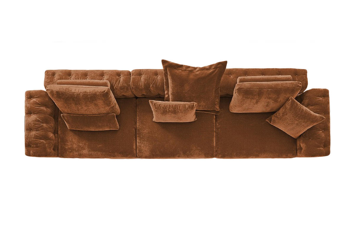 MODULSOFA SEPHI Rotbraun Cord - Rotbraun/Schwarz, Kunststoff/Textil (375/62/109cm) - KAWOLA