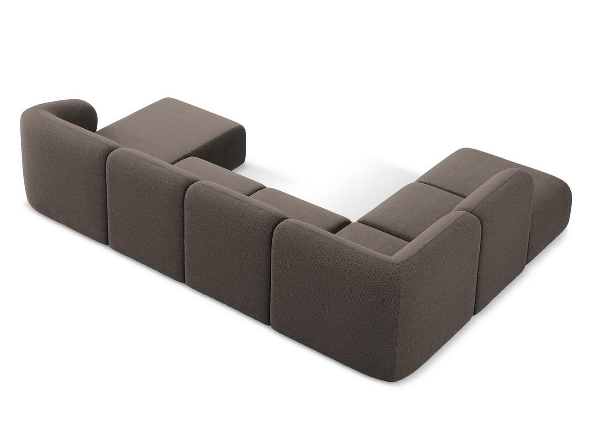 ECKSOFA Rechts Bouclé Stoff Grau - Schwarz/Grau, Holzwerkstoff/Kunststoff (248/166cm) - Makamii