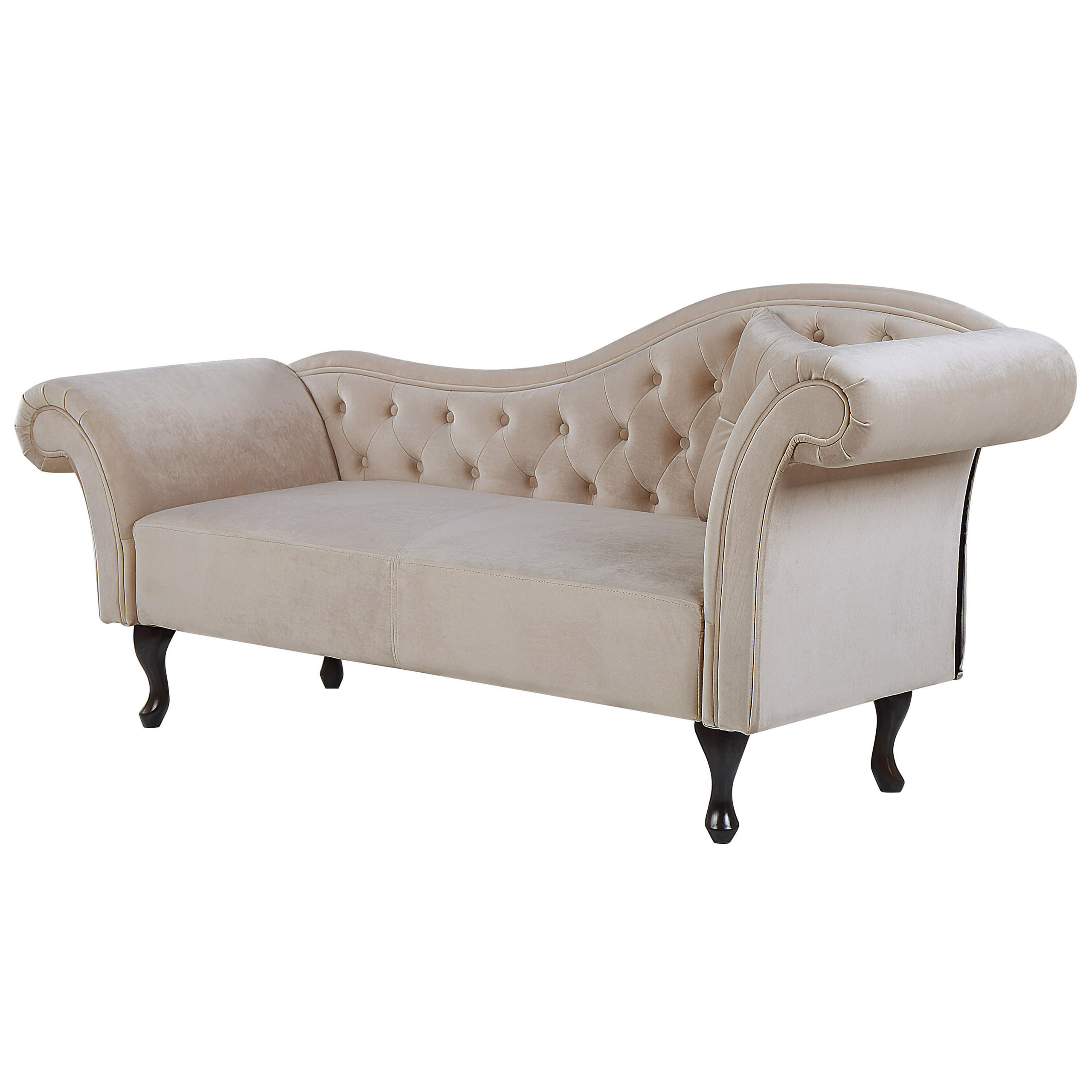 CHAISELONGUE Samtstoff beige rechtsseitig Lattes - Beige, Textil (188/87/59cm) - Beliani