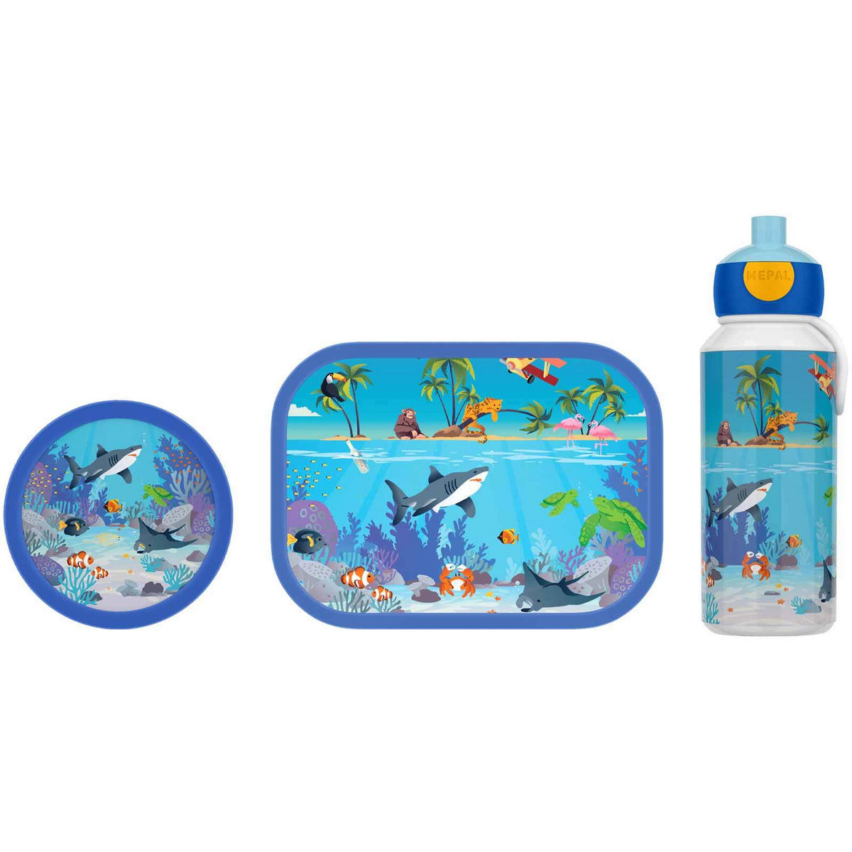 LUNCHSET Campus Tropical Ocean 3er Set - Blau/Hellblau, Kunststoff (1/1/1cm) - Mepal