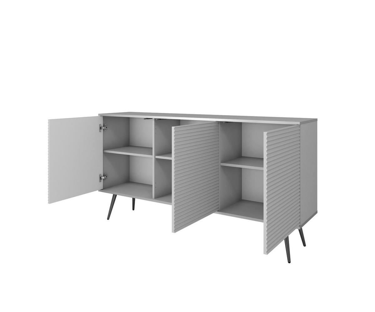 SIDEBOARD: schwarz mit schwarzen Beinen, 160 x 85 x 39 - Schwarz, Holzwerkstoff (160/85/39cm) - 3XE LIVING