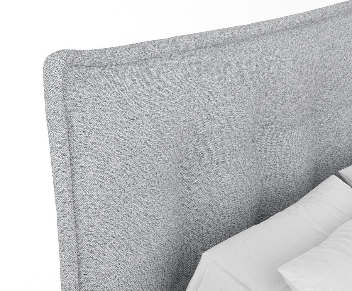 BOXSPRINGBETT Minori Hellgrau 200/200 cm mit Latex-Topper - Silberfarben/Hellgrau, Holz/Holzwerkstoff (200/200cm) - Maison de Reve