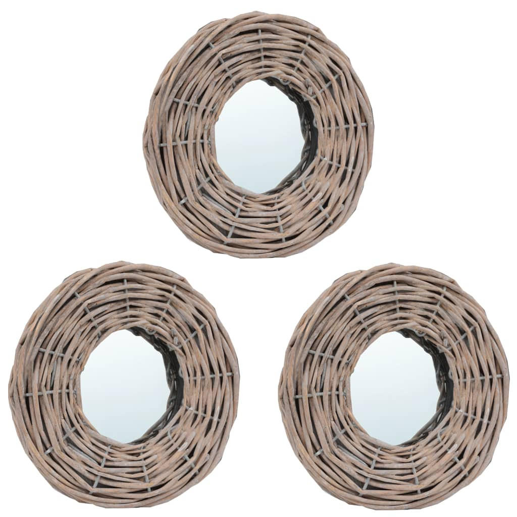 SPIEGEL 3 Stk. 15 cm Weide - Braun, Holz (15/1/15cm) - furnicato