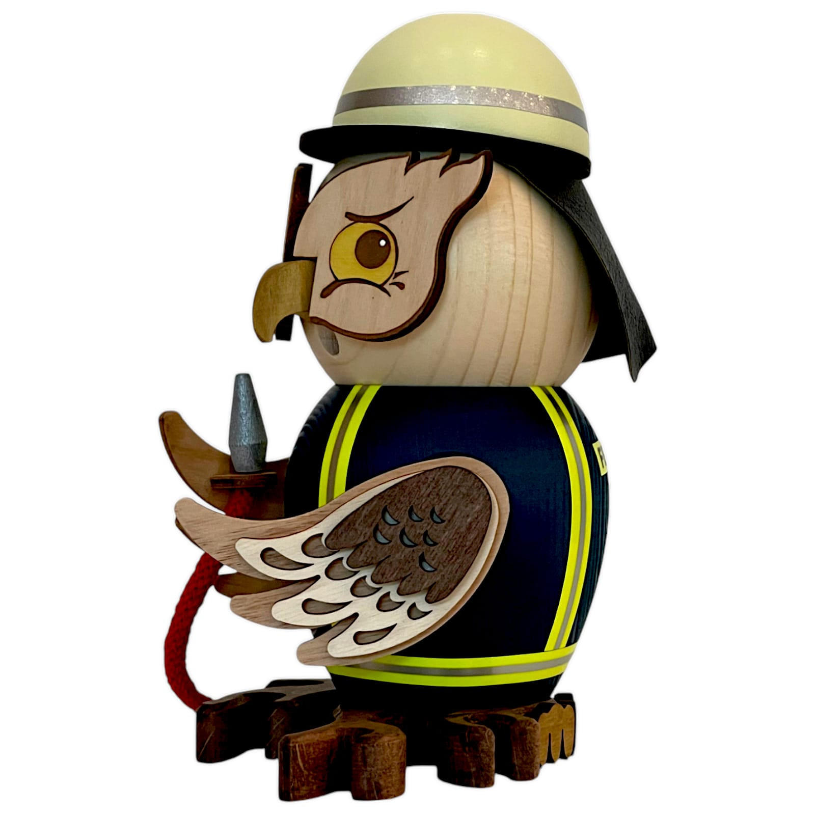 RAUCHFIGUR Eule Feuerwehr 15 cm - Multicolor, Holz (10/15/10cm)