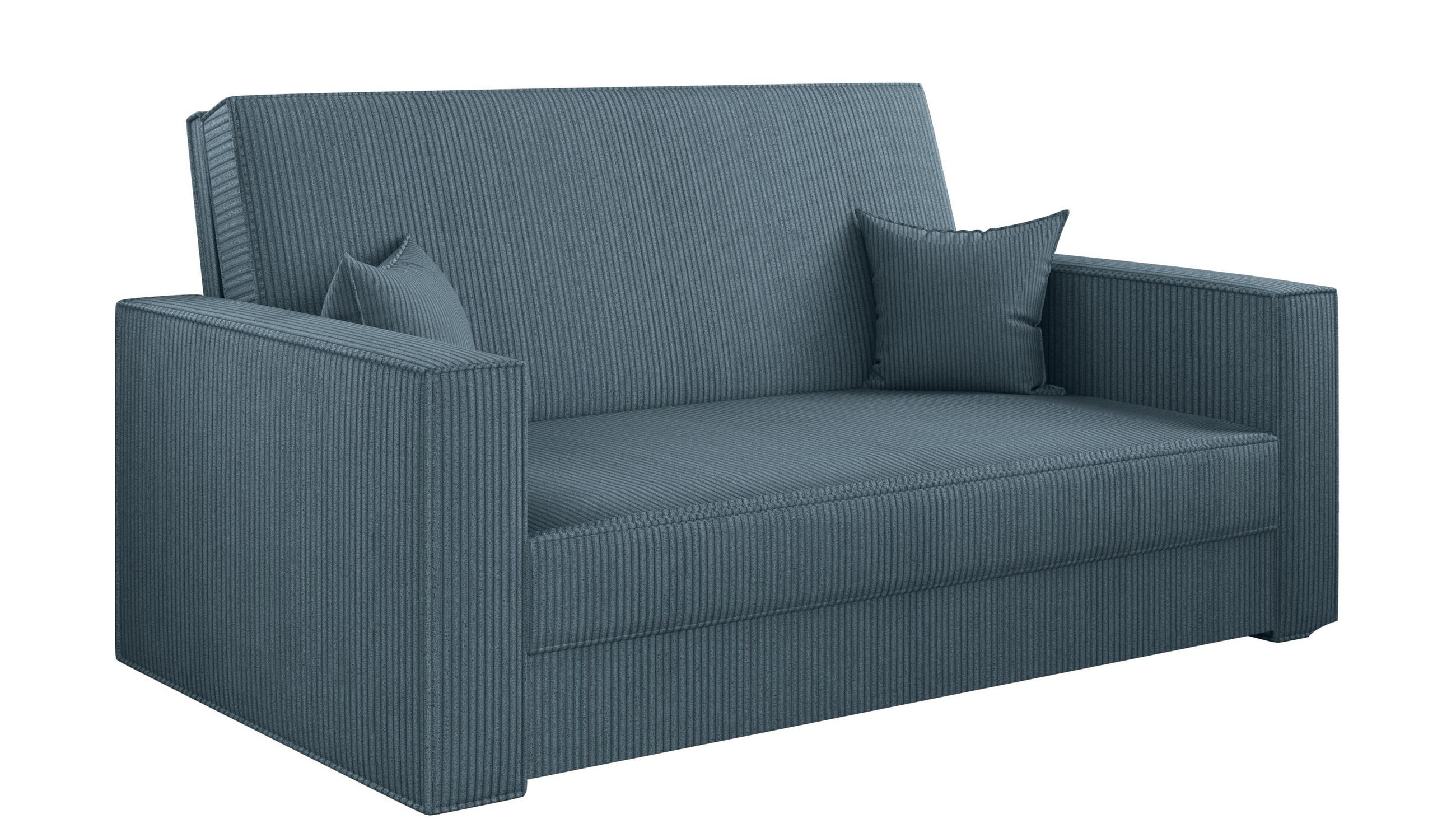 SOFA, Schlaffunktion - America Stoff Poso Blau - Blau, Holz (137/77/112cm) - Kaiser Möbel