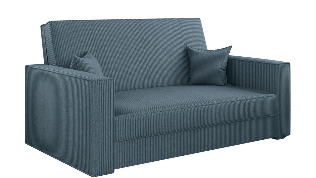 SOFA, Schlaffunktion - America Stoff Poso Blau - Blau, Holz (137/77/112cm) - Kaiser Möbel