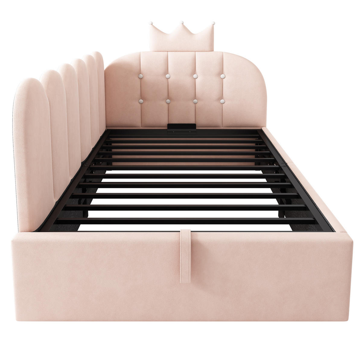 TAGESBETT 90/190 cm Rosa aus Samt mit Stauraum und Lattenrost - Rosa, Textil (90/190cm) - OKWISH