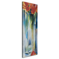 WANDBILD blumen in einer transparenten vase - Blau, Textil (30/90cm) - Feeby
