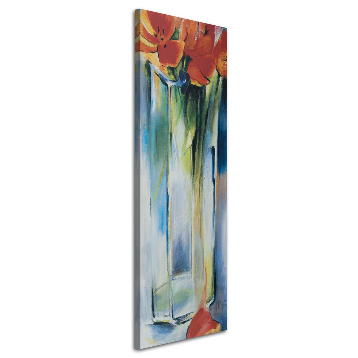 WANDBILD blumen in einer transparenten vase - Blau, Textil (30/90cm) - Feeby