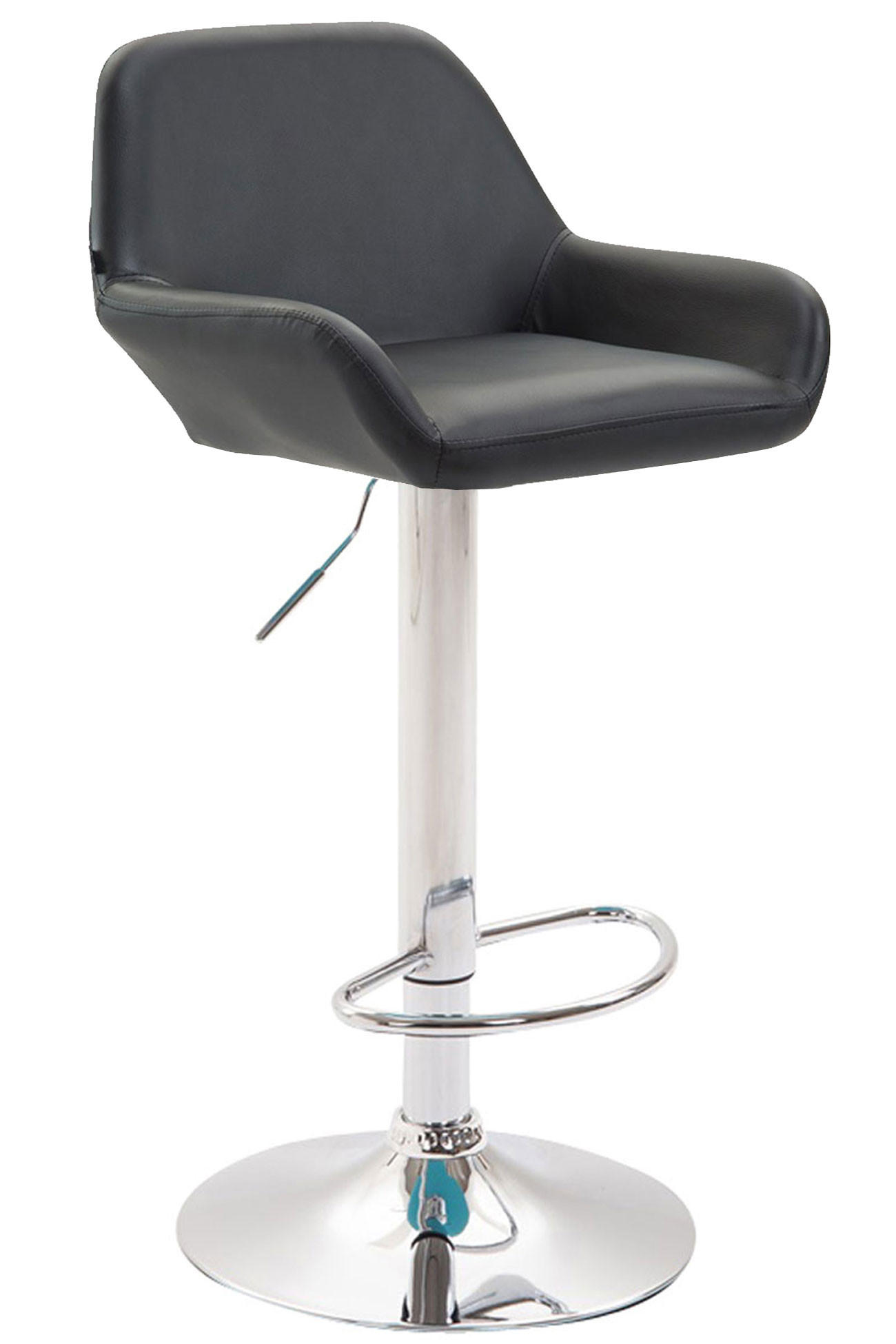 BARHOCKER DUBLIN Schwarz Kunstleder Chrom - Schwarz, Leder/Metall (51/89/52cm) - DELUKE