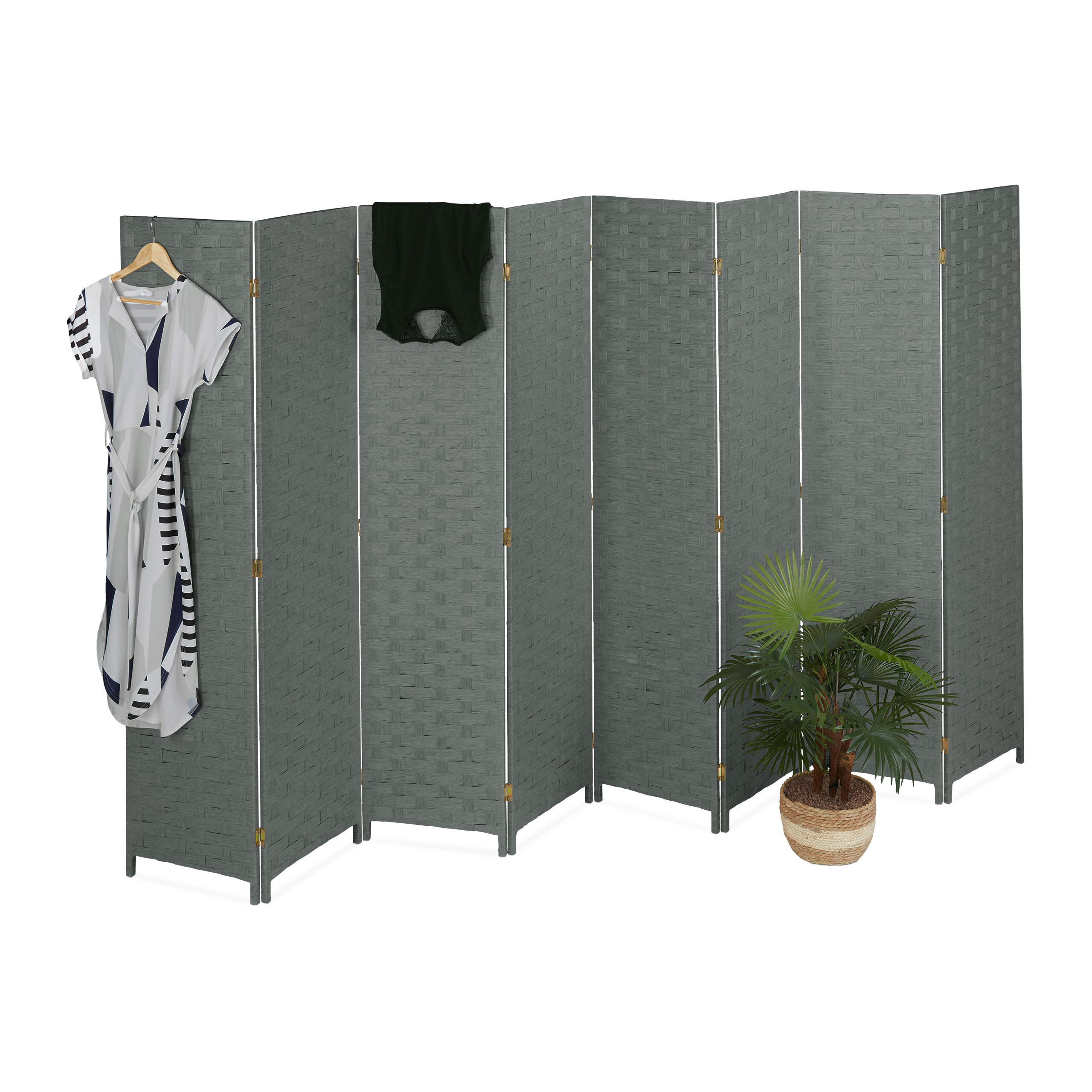 PARAVENT - Grau, Holz/Papier (320/170/2cm) - Relaxdays